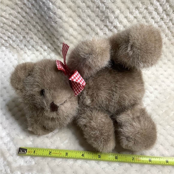Vintage Ganz Bros Heritage Collection Plush Bear Red Checker Bow Stuffed Animal - Picture 13 of 13